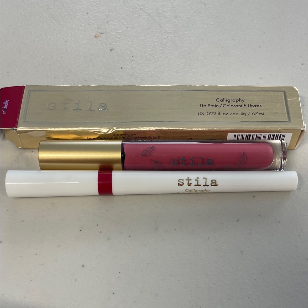 Stila Calligraphy Lip Stain - Michelle    Stila Liquid Lipstick - Promessa